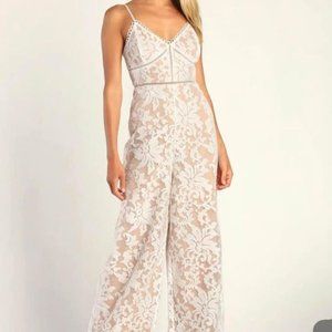 Lulus New Perfect for Holidays, Christmas, New Years Wedding White Lace Wide-Leg